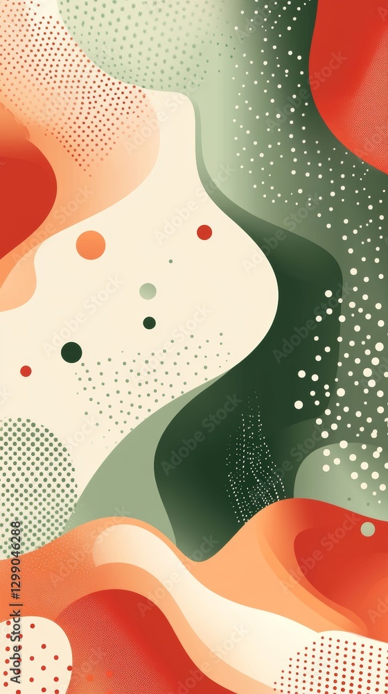 Poster a modern abstract design with vertical circles in earthy colors, floating and linked by fine lines o
