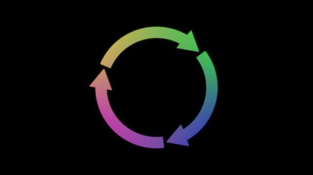 Three arrow circle cycle rotating. Recycle symbol. reload, rotation, reset, loop sign,