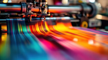 Fototapeta premium A detailed view of a machine producing vibrant colored paper.
