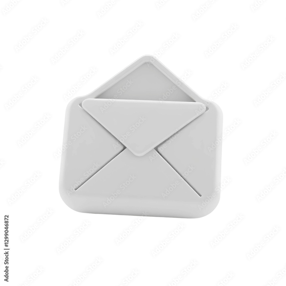 Poster 3d white envelope icon with a smooth and minimalistic design high quality png isolated on transparen