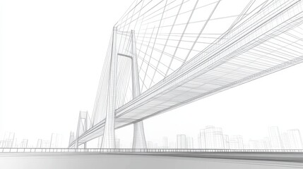 Fototapeta premium Wireframe design of modern bridge architecture. Bridge. Illustration
