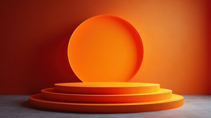 podium pedestal orange for product display isolated,studio background