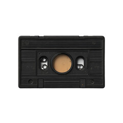 Obraz premium Vintage Black Audio Cassette Tape Retro Music Technology 80s 90s Nostalgia Aged and Worn Design