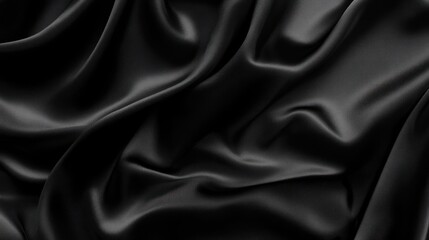 Fototapeta premium Elegant Black Silk Fabric with Soft Folds and Luxurious Texture