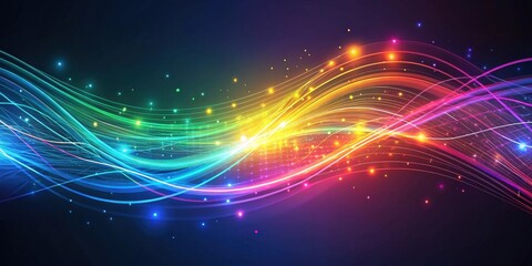 Obraz premium Abstract Vibrant Energy Flow Illuminated Curves and Glowing Particles on Dark Background