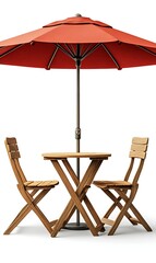 a wicker chairs under an umbrella