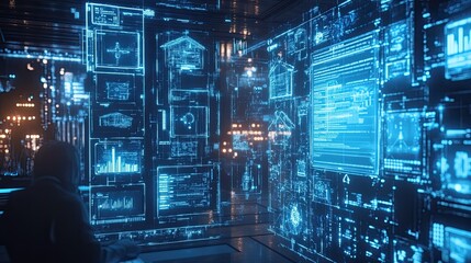 Complex data analysis visualization with modern technology interface