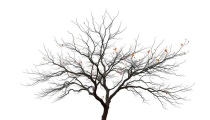 Obraz premium Lone deciduous tree, stark branches against pure white, picture, plant