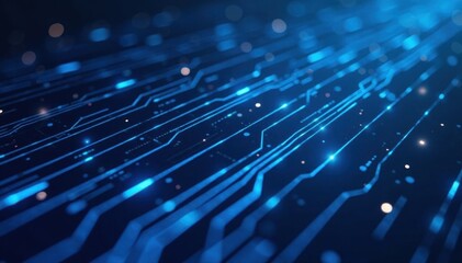 Fototapeta premium Abstract blue circuit board lines, tech background, panoramic, background, hardware
