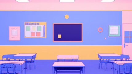 Cartoon classroom scene