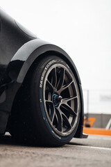 Race car on the starting line before the competition 