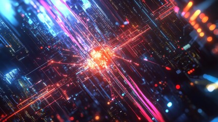 Obraz premium Abstract business technology background with interconnected lines and nodes,creating a futuristic digital network or communication system concept.