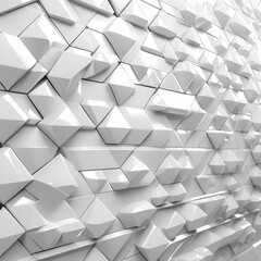 Futuristic White Wall High Tech 3D Render of Diamond Tile Pattern.  