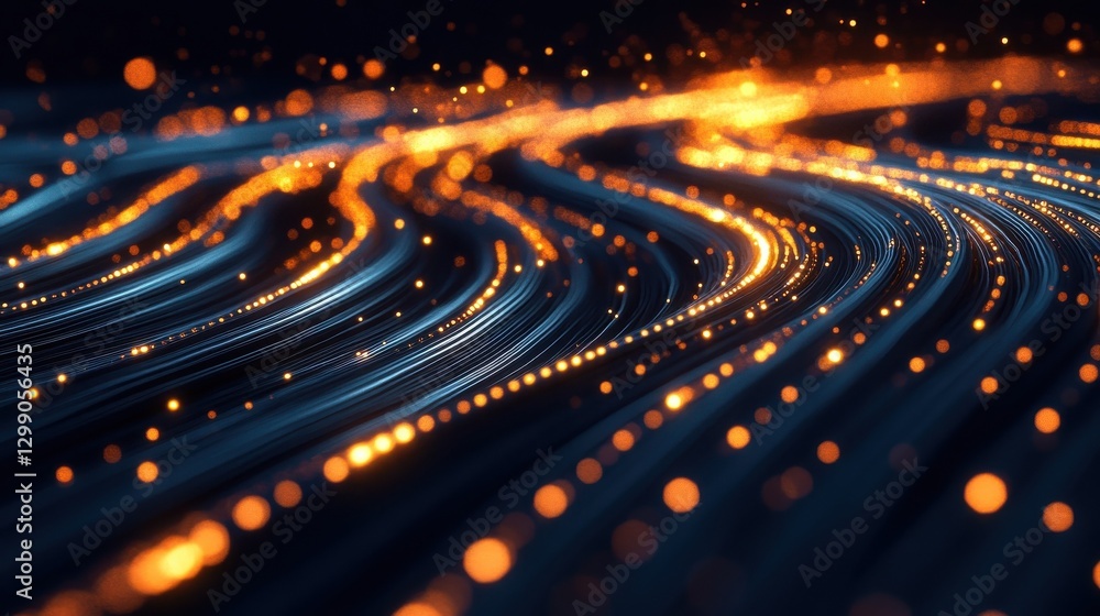 Poster an abstract representation of data transfer, with glowing cables symbolizing the flow of information