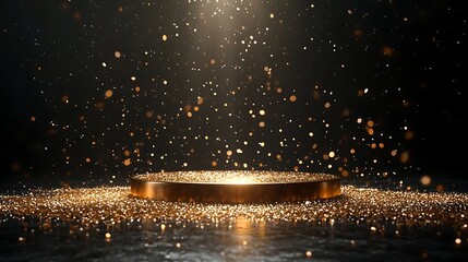 Naklejka premium a round podium with lights and confetti