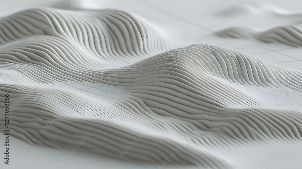 Poster abstract white geometric surface with cubic pattern lines and topography
