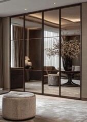 Sleek Mirrored Wardrobe Design with Spacious Large Mirror Doors for Room Decor