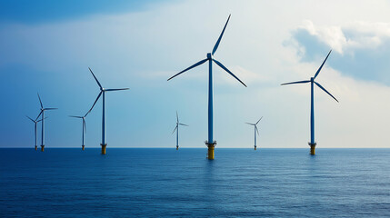 Offshore Wind Turbines Generating Renewable Energy at Sea – AI Generated