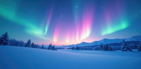 Soft aurora borealis glow on a pale blue background, abstract, soft, christmas