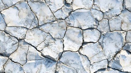 Obraz premium Cracked stone surface with rugged textures and sharp edges. Realistic geological pattern in shades of gray and blue, ideal for backgrounds, construction themes, and artistic projects. 