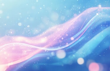 Soft Flowing Abstract Background with Gentle Waves and Sparkling Particles in Blue and Pink Shades for Creative Design Projects