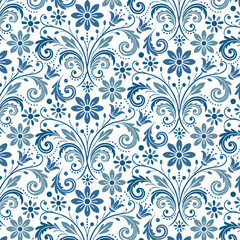 sophisticated seamless blue floral pattern with timeless floral aesthetics for elegant bedsheets and fashionable pillow covers

