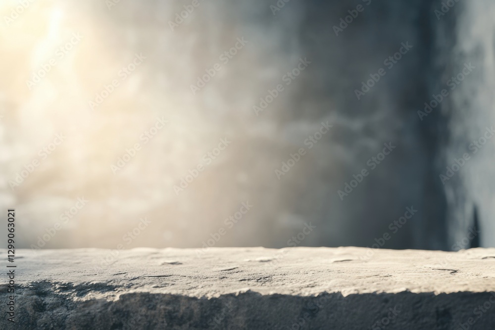 Aufkleber rough stone surface against a muted gray background with soft light, creating depth and texture