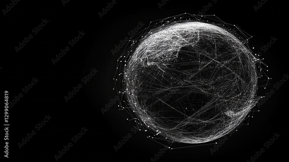 Poster abstract digital globe symbolizing global connectivity, featuring a network of connections and float