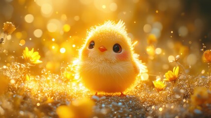 shimmering golden background filled with soft glowing light particles and bokeh effects background,cartoon