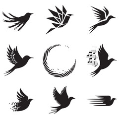 Sparrow Silhouette On A Branch On A Transparent Background Silhouette of a bird on branchBirds