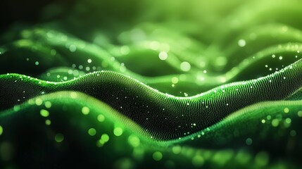 Abstract Green Wave Particle Background Digital Art
