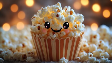 single popcorn macro shot isolated,cartoon
