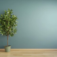 Minimalist Green Plant in Pot Against Teal Wall Interior Design