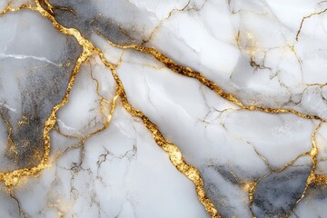 Marble texture background with golden veins, white and gray marble pattern for wall surface decoration, decorative wallpaper print design or interior mural painting, high resolution, highly detailed, 