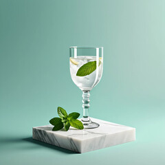 Glass of cocktail with mint leaves