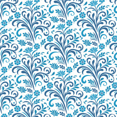 sophisticated seamless blue floral pattern with intricate detailing for elegant women&rsquo;s wear and fashion accessories

