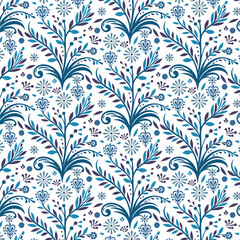elegant seamless blue floral pattern with classic floral motifs for high-quality pillow covers and bedsheets

