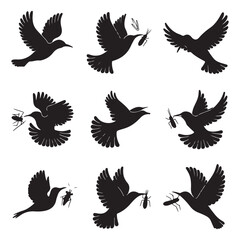 Sparrow Silhouette On A Branch On A Transparent Background Silhouette of a bird on branchBirds