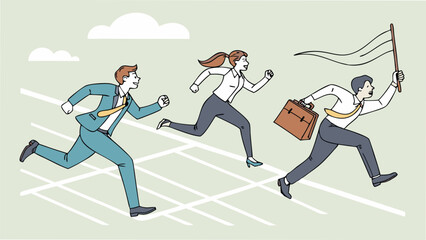 Race to Success Businesspeople Competing for the Lead
