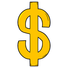 dollar icon illustration hand drawn isolated vector