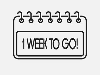 Countdown weekly calendar icon - 1 week to go