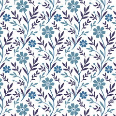 baroque-inspired seamless blue floral pattern with ornamental leaves and flowers for high-quality bedsheets and fashionable wrapping
