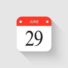Vector icon page day calendar - 29 June month