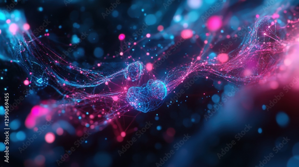 Poster abstract digital connections feature futuristic interfaces big data blockchain