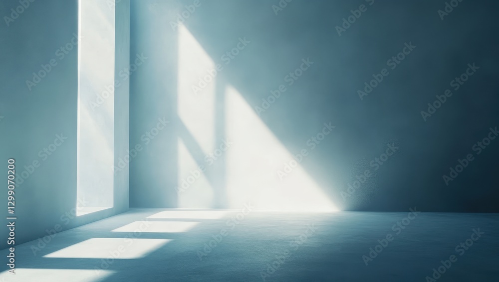 Poster soft natural light streaming through expansive windows in minimalist empty room with smooth floor an