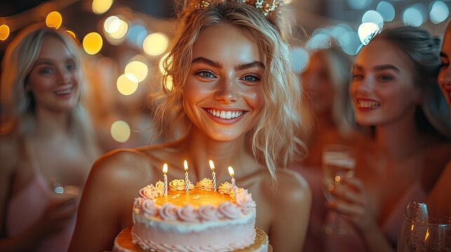A group of five women celebrate together at a birthday party, raising glasses of colorful drinks in a toast.