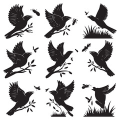 Vector birds silhouettes Sparrows Silhouette Pigeons Flying Silhouettes 1 brid silhouette