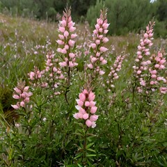 pink wild flowers in a hills