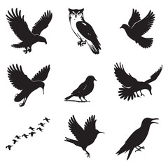 Vector birds silhouettes Sparrows Silhouette Pigeons Flying Silhouettes 1 brid silhouette