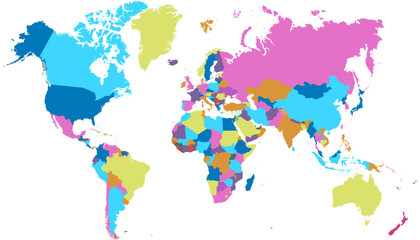 World map. Color modern vector map. Silhouette map
